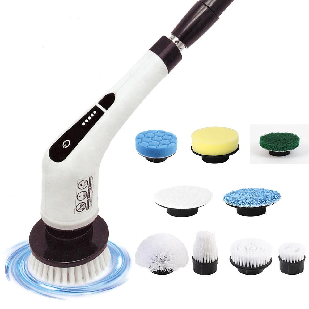 Cepillo de limpieza eléctrico giratorio con 9 cabezales para baño, cocina y coche